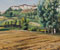 Blick auf Lauzerte (Südfrankreich), Öl auf Nessel/Hartfaser, 32x58cm, 16.7. 2010, Stefan S. Schmidt